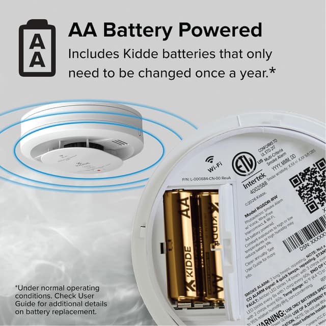 Thumbnail 6 de Kidde Smart Smoke and Carbon Monoxide Detector (Ring App Enabled) — Wire-Free Interconnectivity, AA Battery Powered