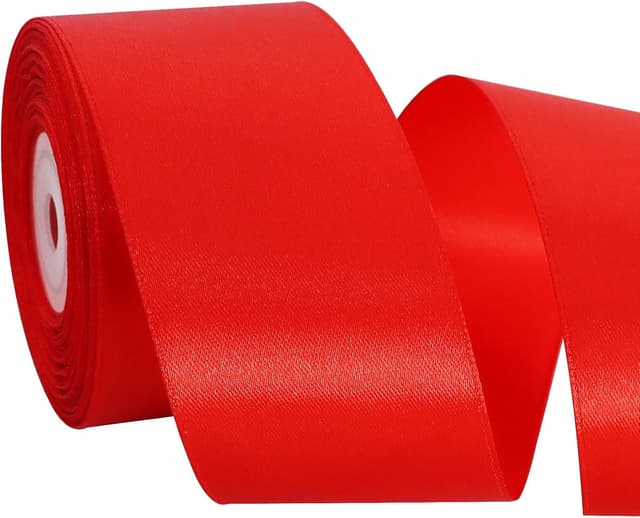 Detalle de TONIFUL Satinband rot, 5 cm x 20 m – breites Geschenkband für Schleifen & Dekoration