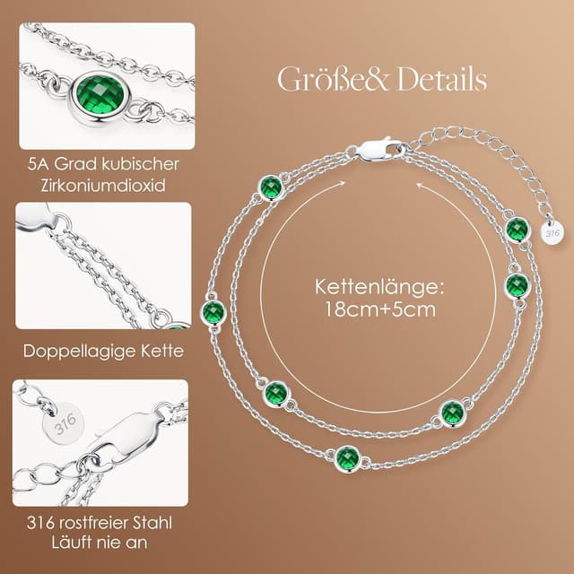 Detalle 2 de LOUISA SECRET Pferdeaugen-Armband für Damen aus Edelstahl mit Zirkonia, verstellbar