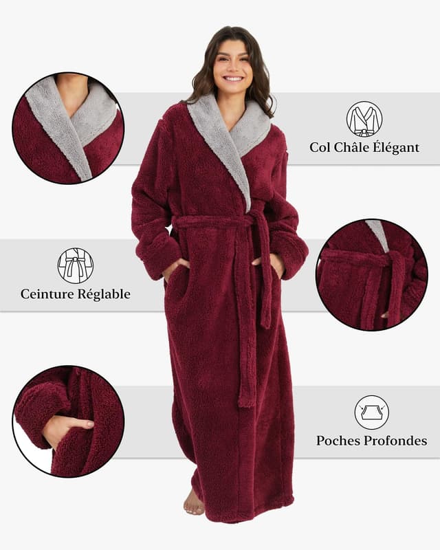 Thumbnail 2 de ZFSOCK Robe de Chambre Femme Polaire