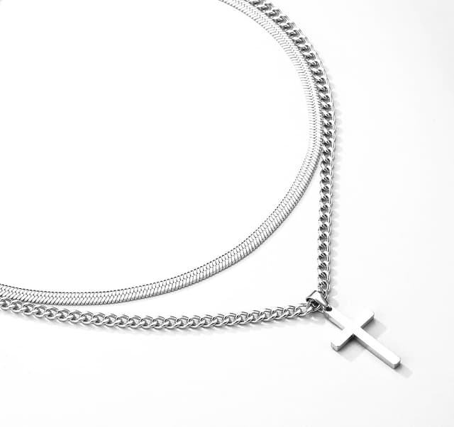 Thumbnail 2 de Esmoly Collar Cruz Hombre 316L acero 2 capas