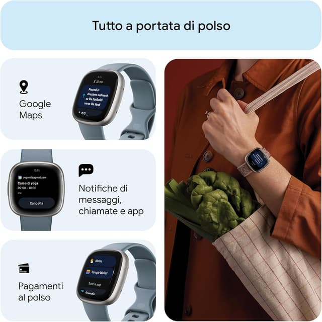 Detalle de Fitbit Versa 4 fitness, GPS e batteria 6 giorni