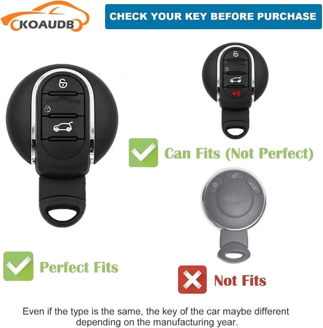 Detalle 2 de Koaudb car key full cover for BMW Mini Cooper & Countryman smart key (soft TPU case with keychain)