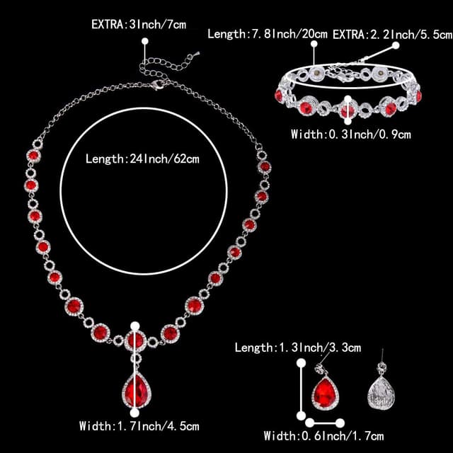 Detalle de Parure bijoux de mariage Clearine Femme Vogue en cristal autrichien (collier, bracelet, pendentif, boucles d’oreilles)