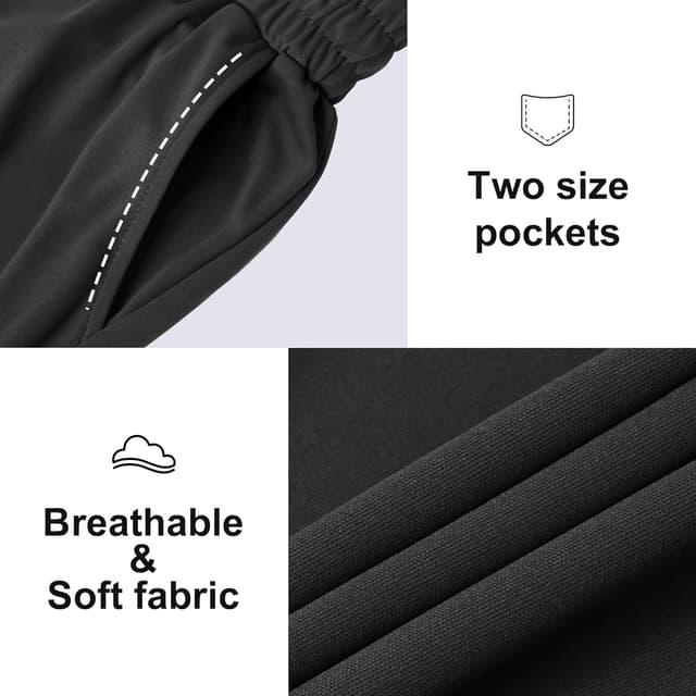 Detalle de HIPOWER men’s lightweight gym shorts with pockets – breathable quick-dry running shorts (black)