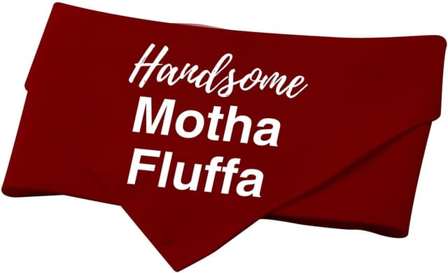 Detalle 2 de Generic “Handsome Motha Fluffa” dog bandana (Handsome Red) – 1 piece, funny phrase pet neckerchief
