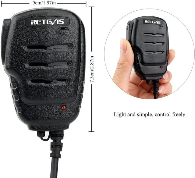 Detalle de Retevis RS111 altoparlante microfono 2 pin con microfono a distanza per walkie talkie compatibili