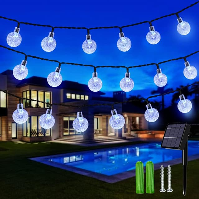Detalle de Solar String Lights 100 LED Globe for Outdoor Use 🎇
