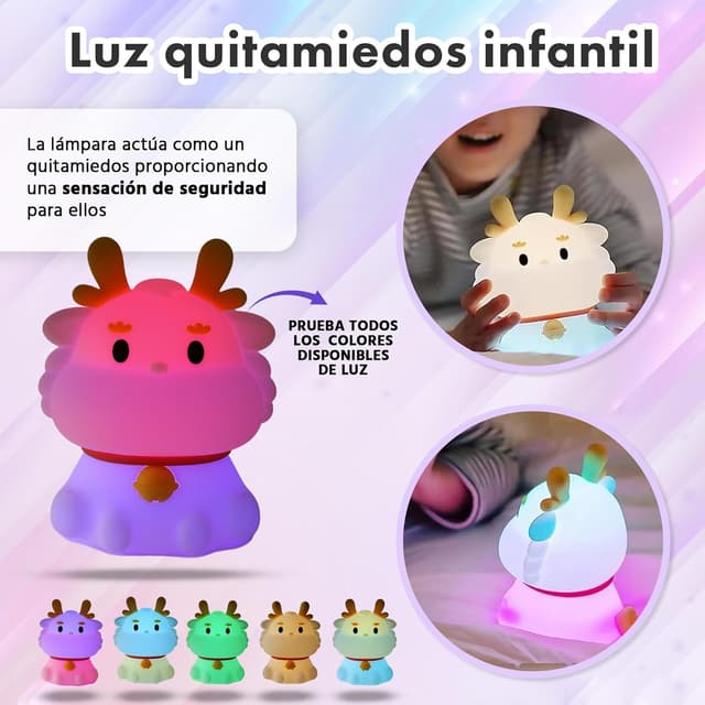 Thumbnail 4 de AMHÖ Luz Nocturna Infantil 16 Colores 🌙 - Lámpara Quitamiedos