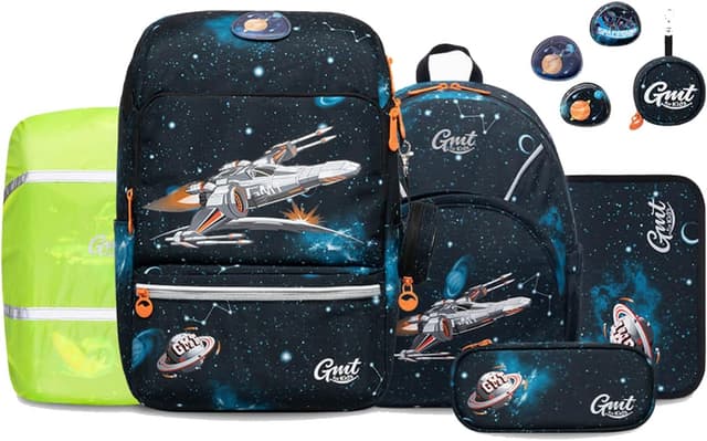 Detalle de GMT for Kids Schulranzen-Set 6-teilig (22 L) – ergonomischer, ultraleichter Rucksack für die Grundschule