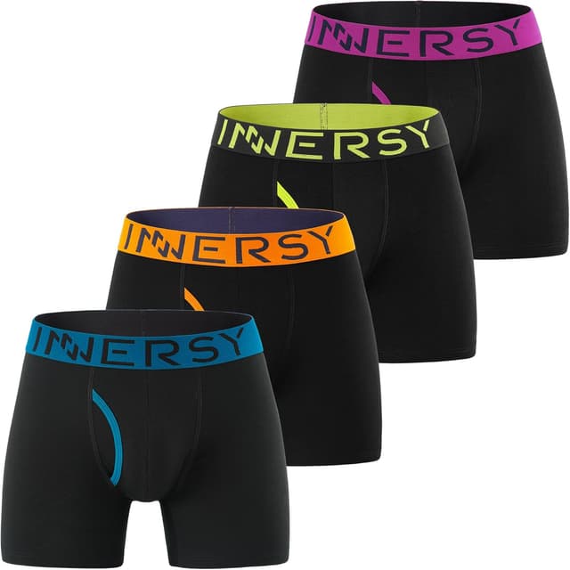 Thumbnail 6 de INNERSY Caleçon homme coton stretch boxer avec ouverture – lot de 4