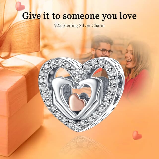 Detalle 2 de Rimgoris breloque en argent sterling 925 en forme de cœur/clé et serrure « I LOVE YOU »