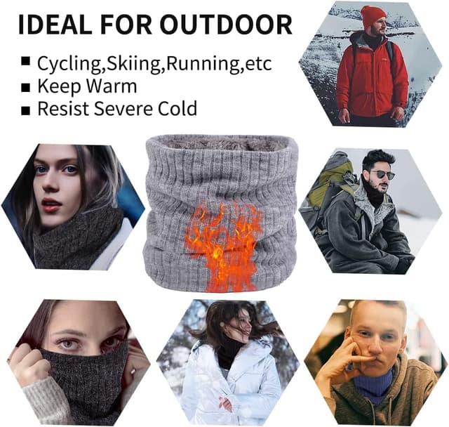 Detalle de HGDGears Cache-cou en polaire coupe-vent thermique en laine tricotée et cachemire