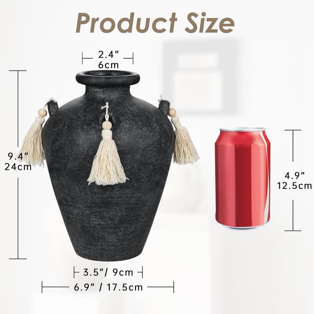 Thumbnail 1 de Arborus Vase Keramik 24 cm Vintage Vase Schwarz