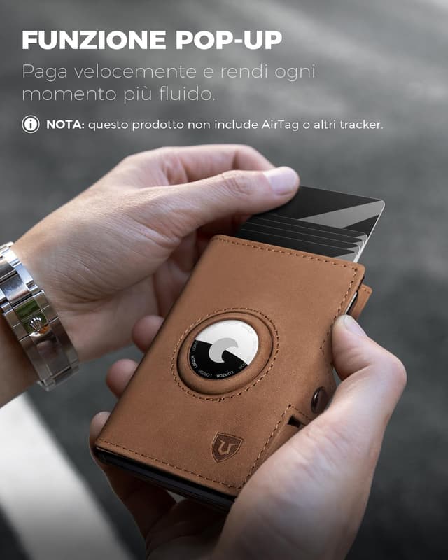 Thumbnail 3 de LORZOR Portafoglio Airtag Slim in pelle