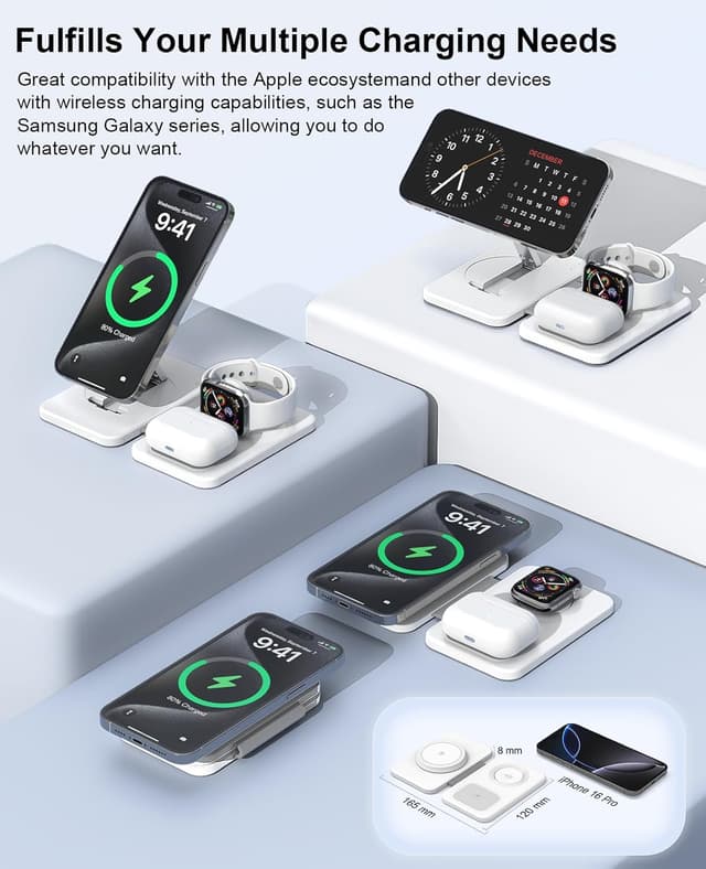 Detalle 2 de 3-in-1 Magnetic Wireless Charger 3FT