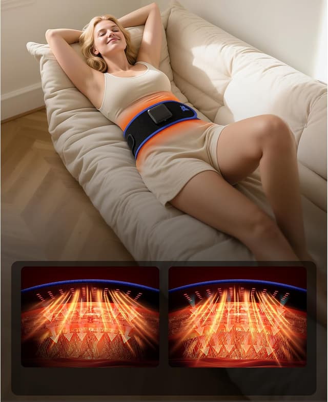 Detalle de BOB AND BRAD ThermoRed kabelloser Infrarot-Wärmegürtel mit Rotlicht, Vibration und Massagefunktion