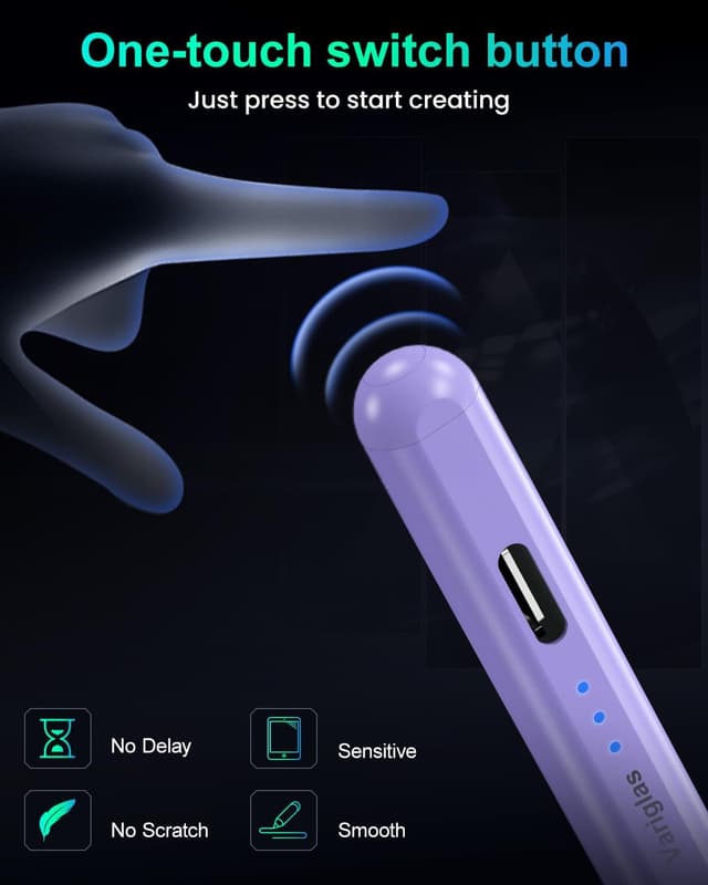 Detalle 2 de Variglas Pencil for iPad (2018–2025) – 15-minute fast charging, tilt sensitivity & palm rejection, gradient purple