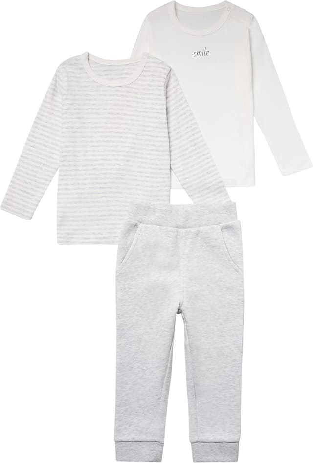 Detalle de Stellou & friends Baby & Kleinkind 3-teiliges Kleidungs-Set – 2 Langarm-T-Shirts und Jersey-Hose aus 100% Baumwolle