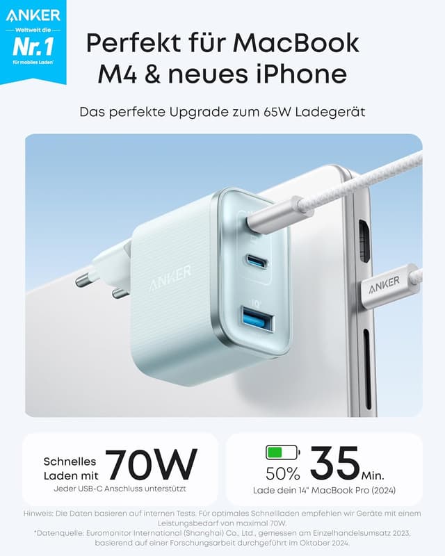 Detalle 2 de Anker Nano 70W 3‑Port Ladegerät