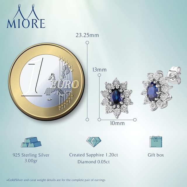 Detalle de Miore Pendientes zafiro y diamante 1,25 ct