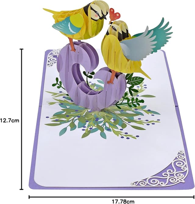 Thumbnail 6 de CUT POPUP.COM CUTPOPUP Finkenpaar 3D-Jahrestagskarte „Liebe“ – Popup-Karte für Hochzeitstag & Geburtstag