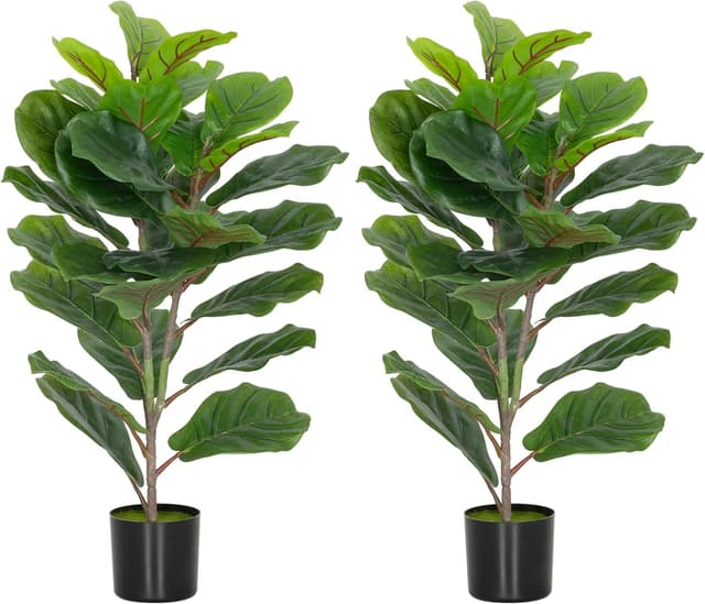 Imagen de HOMCOM Lot de 2 Plantes artificielles 80 cm figuier en OfertitasTOP