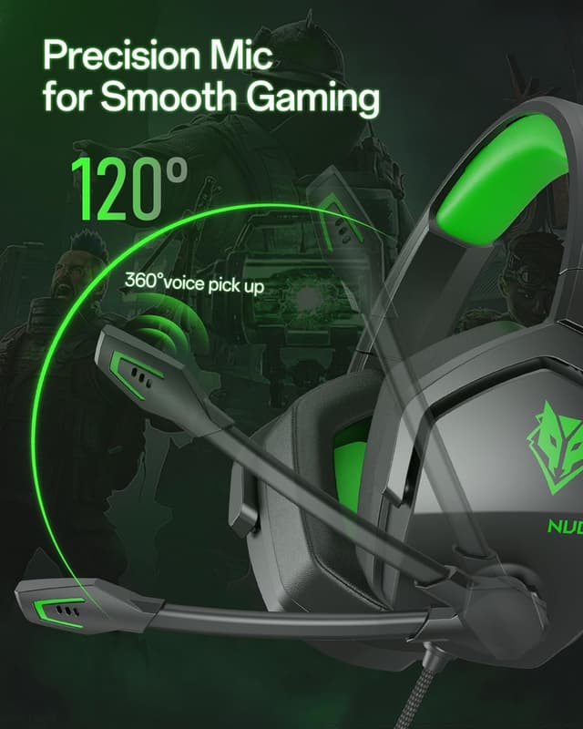 Detalle de NUBWO N16 Gaming Headset mit Mikrofon und Geräuschunterdrückung (Grün) für PS5, Xbox One, Switch, PC & mehr