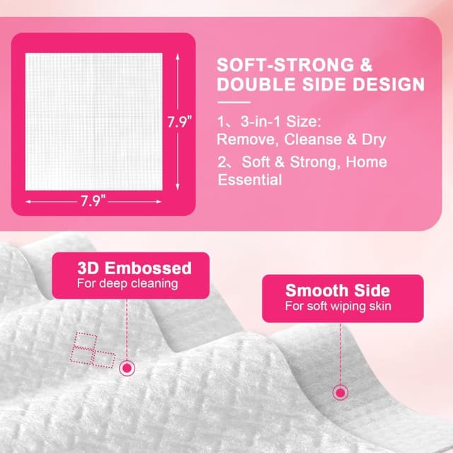 Detalle de FACEMADE 120 Count Disposable Face Towels (100% Biobased Face Towelettes)