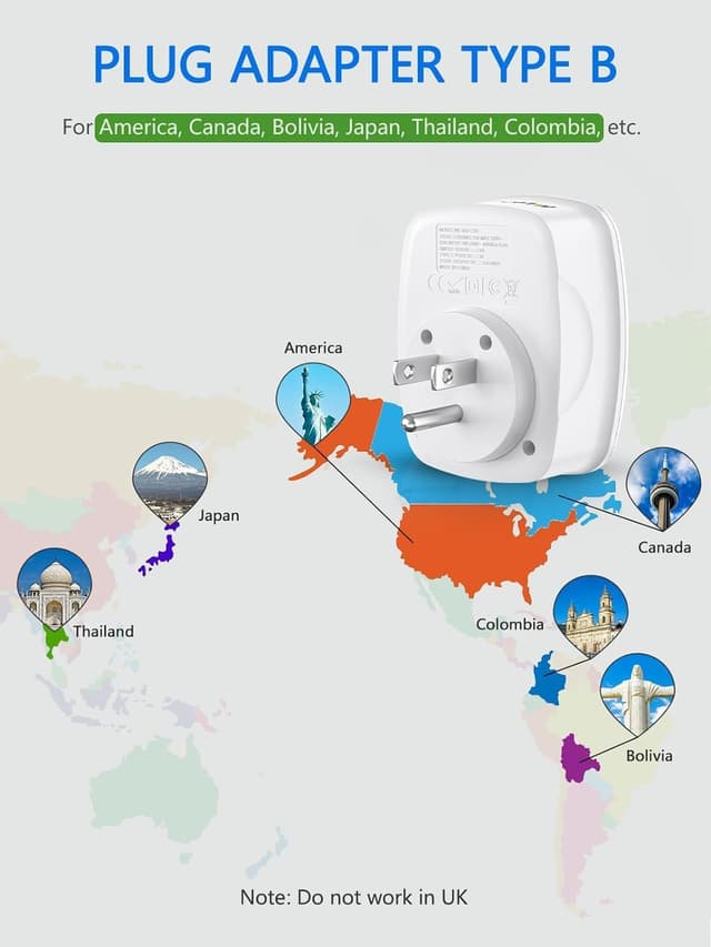 Detalle 1 de LENCENT Reiseadapter Typ B 5-in-1