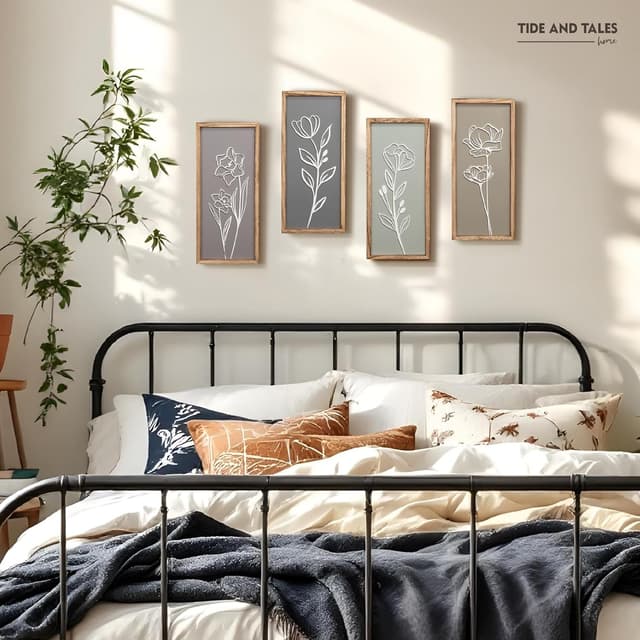 Thumbnail 6 de 3D Wooden Floral Wall Art Set of 4 🖼