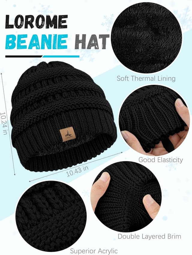 Detalle 2 de Winter Beanie Hat Scarf Gloves Set, Touchscreen Pack 🧣