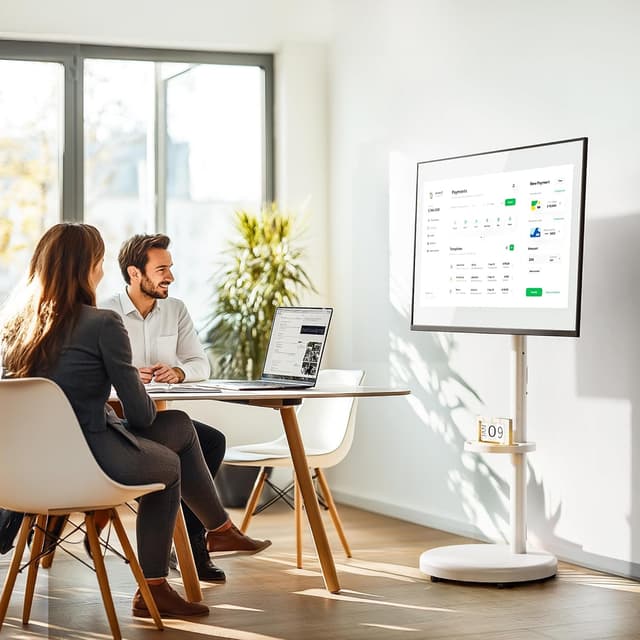 Thumbnail 6 de ECOTINY höhenverstellbarer rollbarer TV-Ständer für 37–86 Zoll (max. VESA 600×400 mm) bis 50 kg, weiß