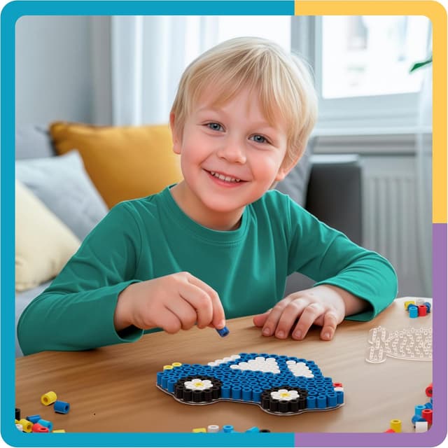 Detalle de Smowo 10mm Bügelperlen Steckplatten Fahrzeuge-Set (4 Platten + Vorlagen) für Kinder ab 3 Jahren