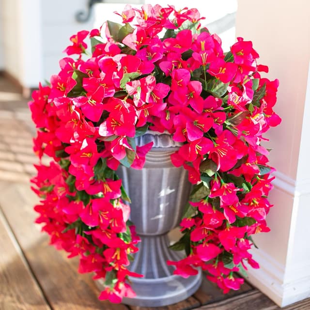 Detalle de Faux Bougainvillea Artificial Flowers (2 Bundles) UV-Resistant Long Trailing Vines for Outdoor Planters