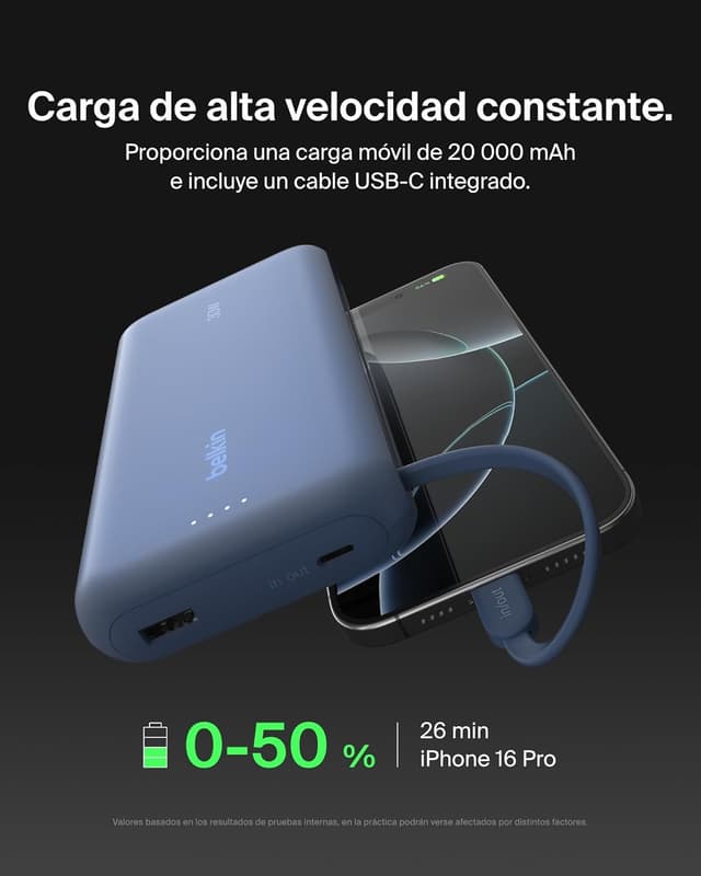 Detalle 2 de Belkin BoostCharge Power Bank 20K ⚡ Carga rápida USB-C