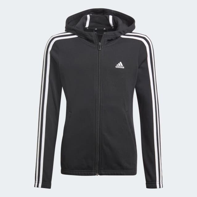 Detalle de Adidas Essentials 3 bandas Chaqueta con capucha