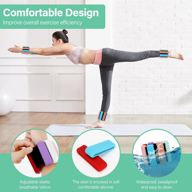 Detalle de Pesi caviglie e polsi 2 pezzi da 0,5 kg ciascuno: set regolabile per palestra, yoga e corsa