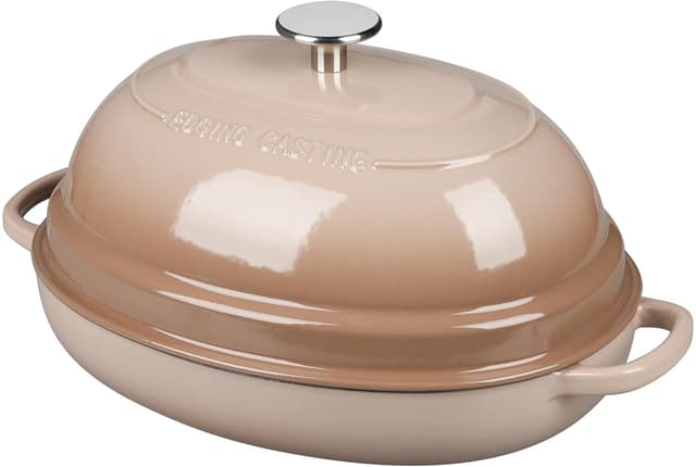 Detalle de EDGING CASTING 6QT Enameled Oval Cast Iron Dutch Oven Pot for Sourdough, Mocha