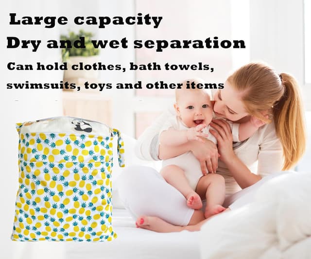 Detalle 2 de TRASUN Wetbag-Set für Kindergarten & Wickeln: 2er Nassbeutel für nasse und trockene Sachen