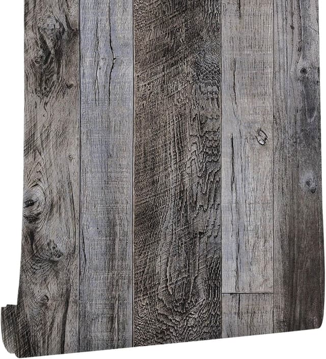 Imagen de Yun-aeon Gray Wood Peel and Stick Wallpaper 34.6" 📐 en OfertitasTOP