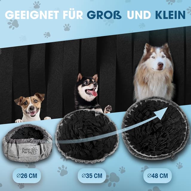 Detalle de Pets Perfect® Schnüffelteppich Hund – Intelligenzspielzeug & Schnüffelmatte für Nasenarbeit, rutschfest & waschbar