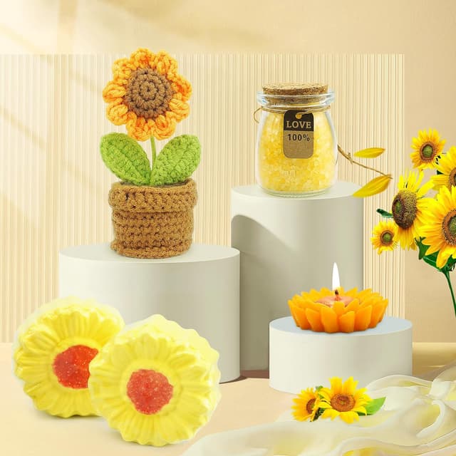 Detalle 2 de Geschenke für Frauen Geschenk Freundin Geburtstag Set mit Sonnenblumen-Motiv (8-teilig)