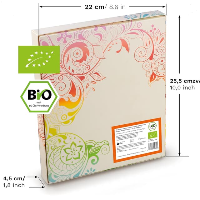 Detalle 2 de Creano Bio Früchtetee & Kräutertee Geschenkset – 45 Bio-Teebeutel in 9 Sorten, koffeinfrei