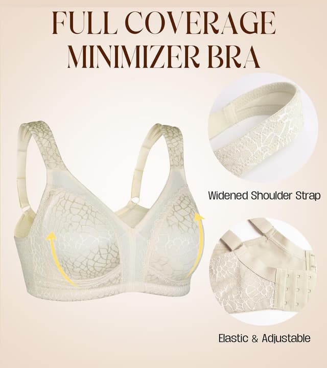 Detalle de Curyon Minimizer BH Damen ohne Bügel (Cup A–G) – Vollschalen mit U-Rücken für große Brüste