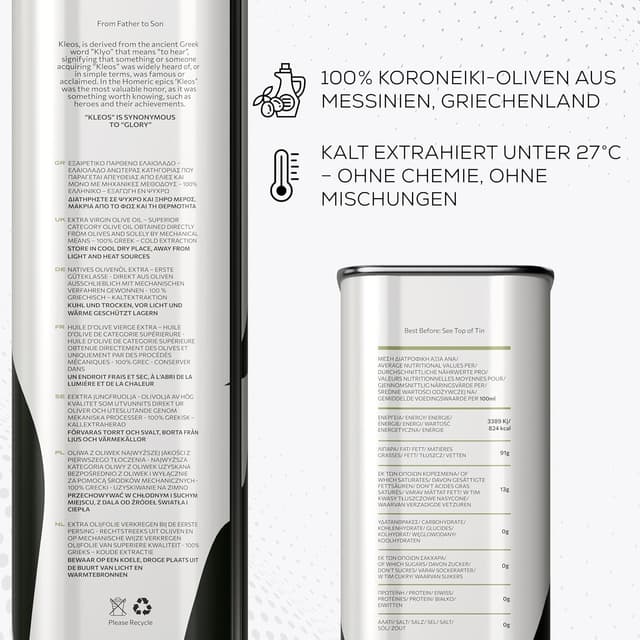 Thumbnail 3 de Kleos Extra Natives Olivenöl 5 l 🫒
