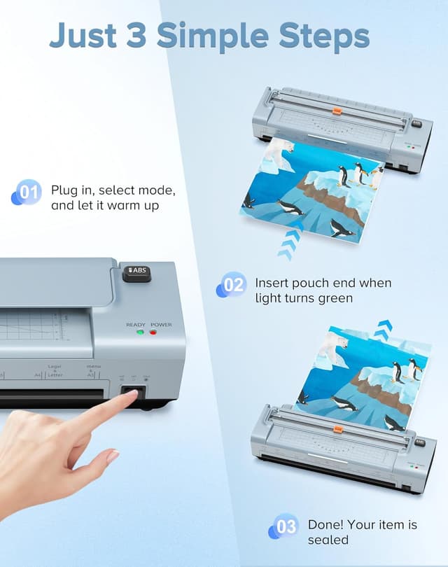 Thumbnail 6 de 13 Inch Laminator Machine for A3/A4 with Hot & Cold, Anti-Jam, 20 Laminating Sheets and 10-in-1 Trimmer/Cutter