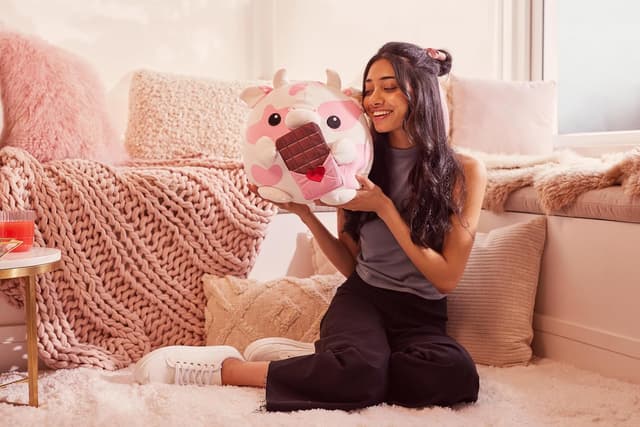 Detalle de Snackles Valentinstags-Edition von ZURU – flauschig-weiches Plüschspielzeug (35 cm)