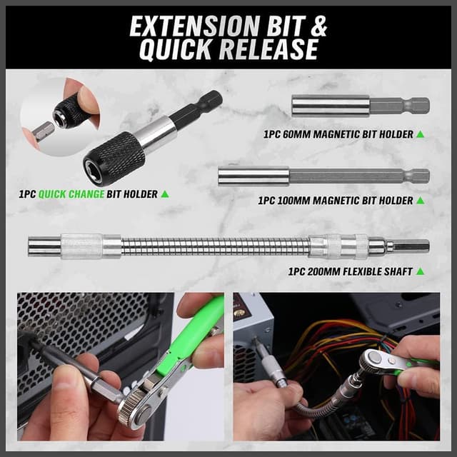 Thumbnail 6 de SWANLAKE 232-piece security screwdriver bit set with ratchet, nut driver and magnetic holders