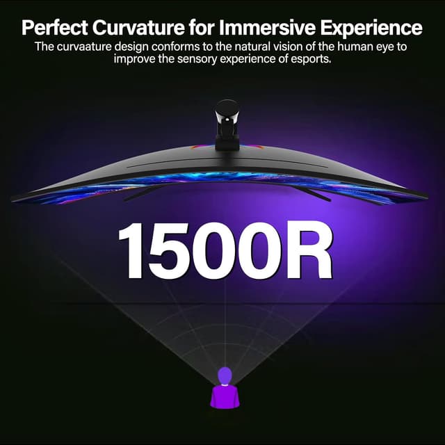 Detalle de Gawfolk 34-Zoll Curved Ultrawide Gaming-Monitor (3440×1440, 165 Hz, 1500R) mit VA-Panel und Höhenverstellung